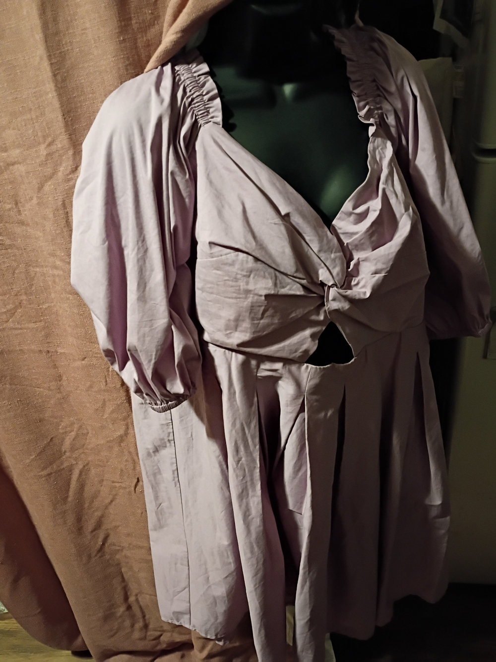 Eloquii Pale Lavender Twist-Front Puff Sleeve Blouse